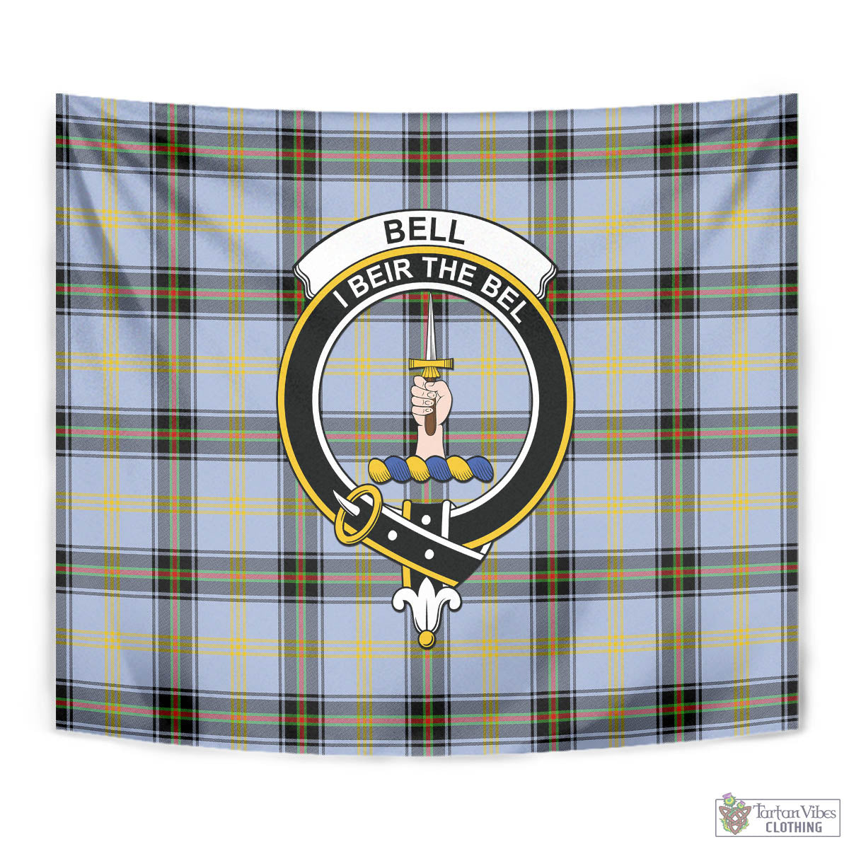 Tartan Vibes Clothing Bell Tartan Tapestry Wall Hanging and Home Decor for Room with Family Crest