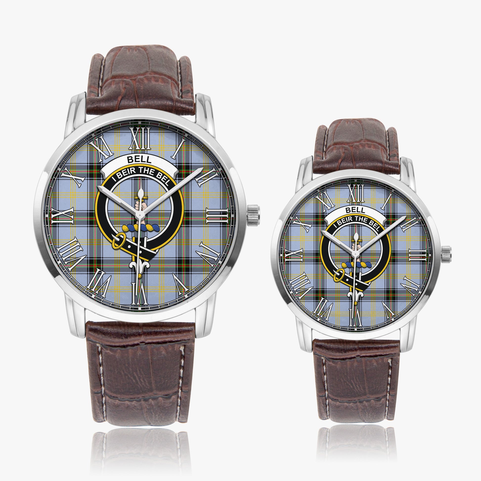 Bell Tartan Family Crest Leather Strap Quartz Watch - Tartanvibesclothing