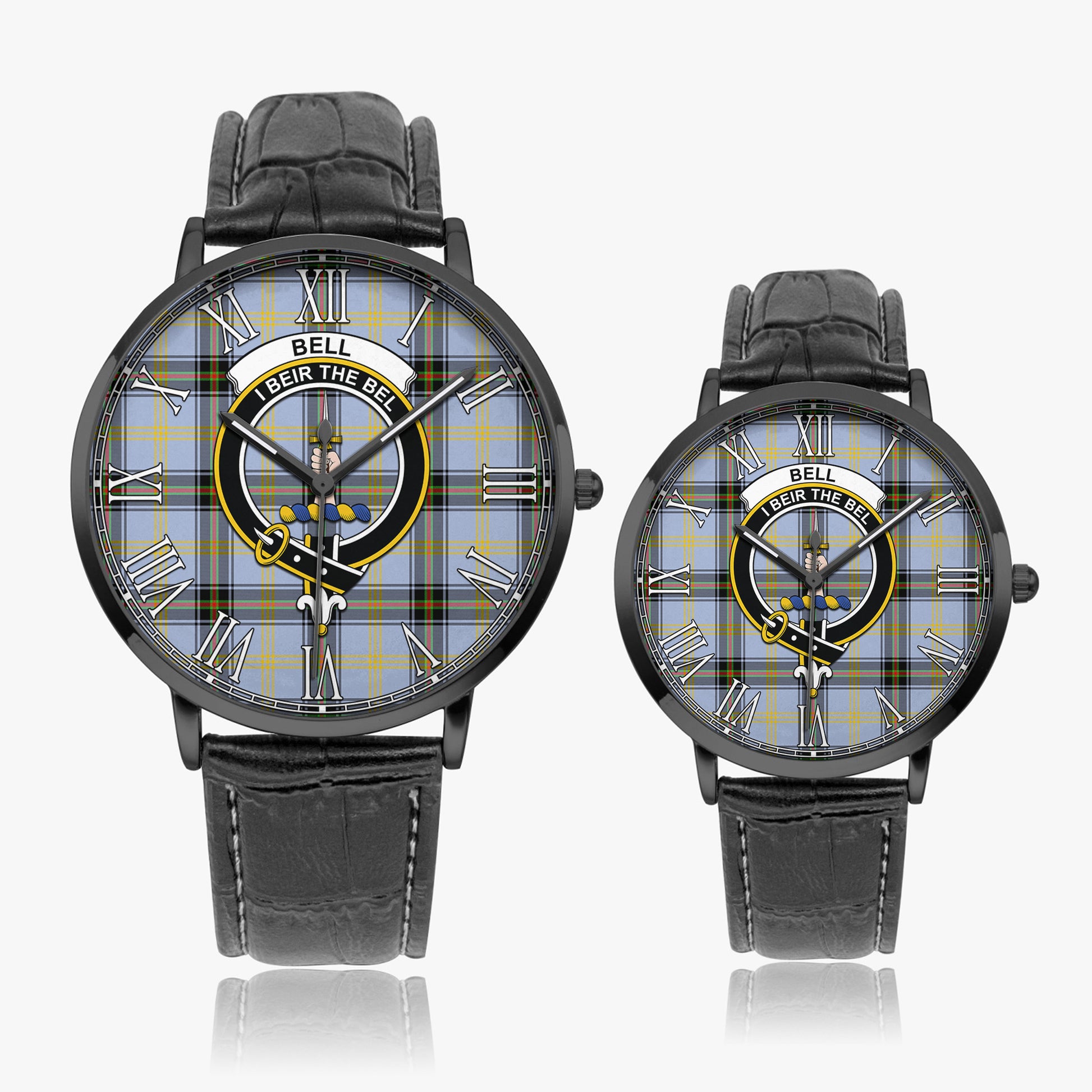 Bell Tartan Family Crest Leather Strap Quartz Watch - Tartanvibesclothing