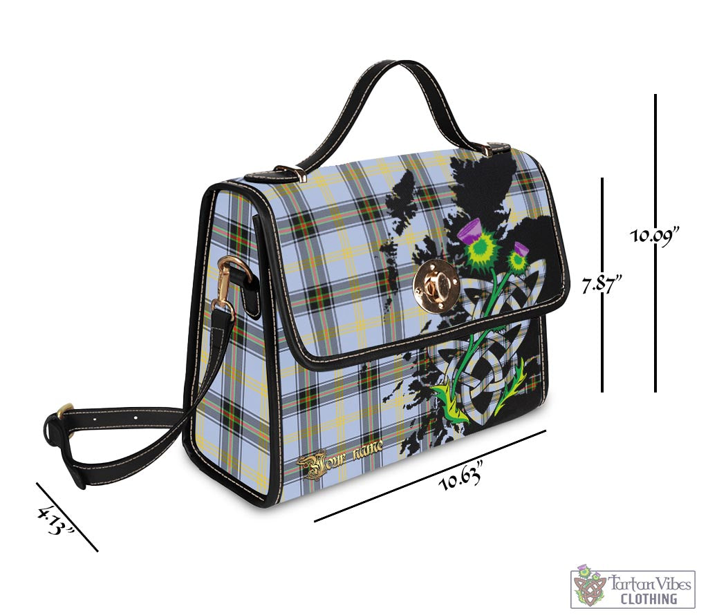 Tartan Vibes Clothing Bell Tartan Waterproof Canvas Bag with Scotland Map and Thistle Celtic Accents