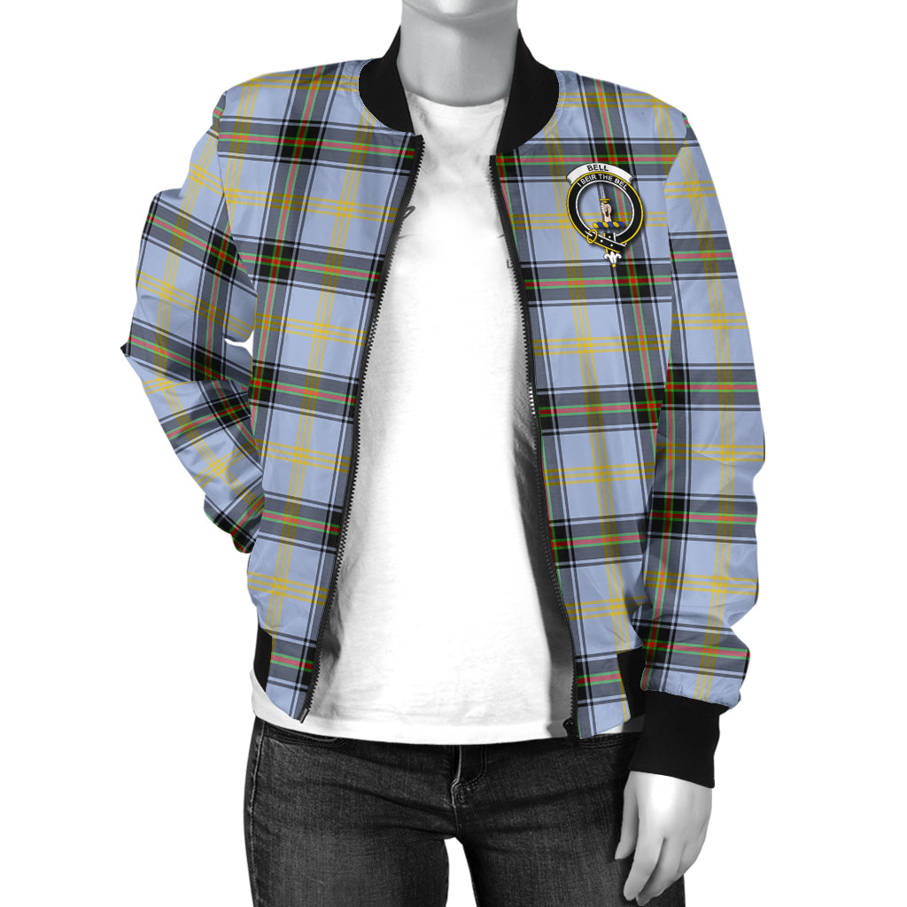 Bell Tartan Bomber Jacket with Family Crest - Tartanvibesclothing