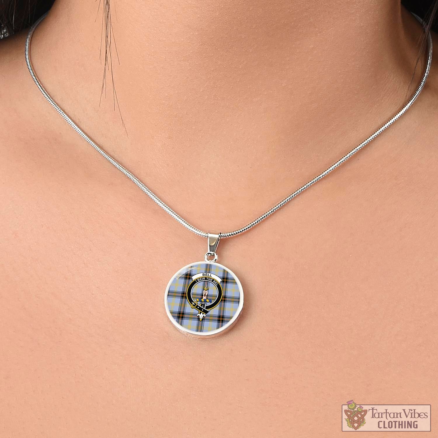 Tartan Vibes Clothing Bell Tartan Circle Necklace with Family Crest