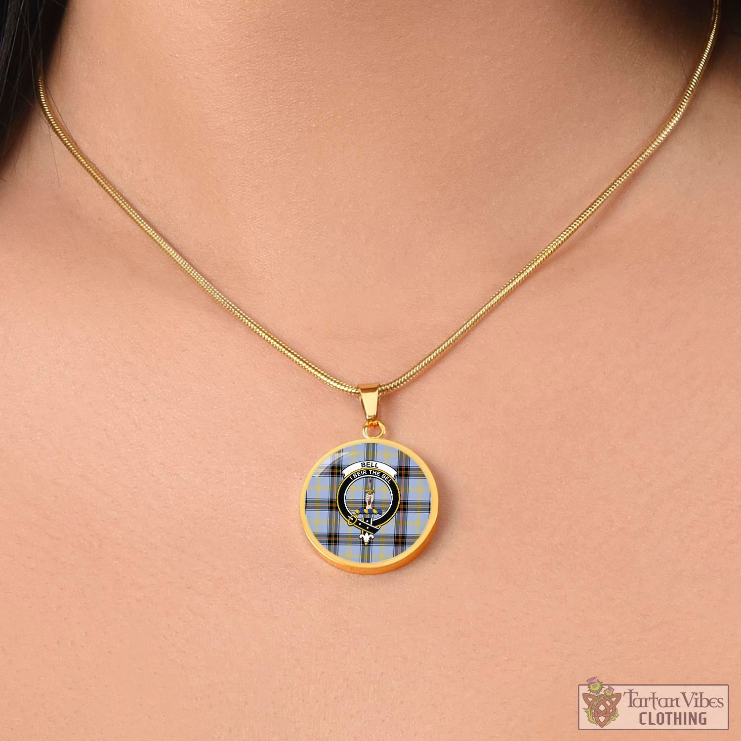 Tartan Vibes Clothing Bell Tartan Circle Necklace with Family Crest