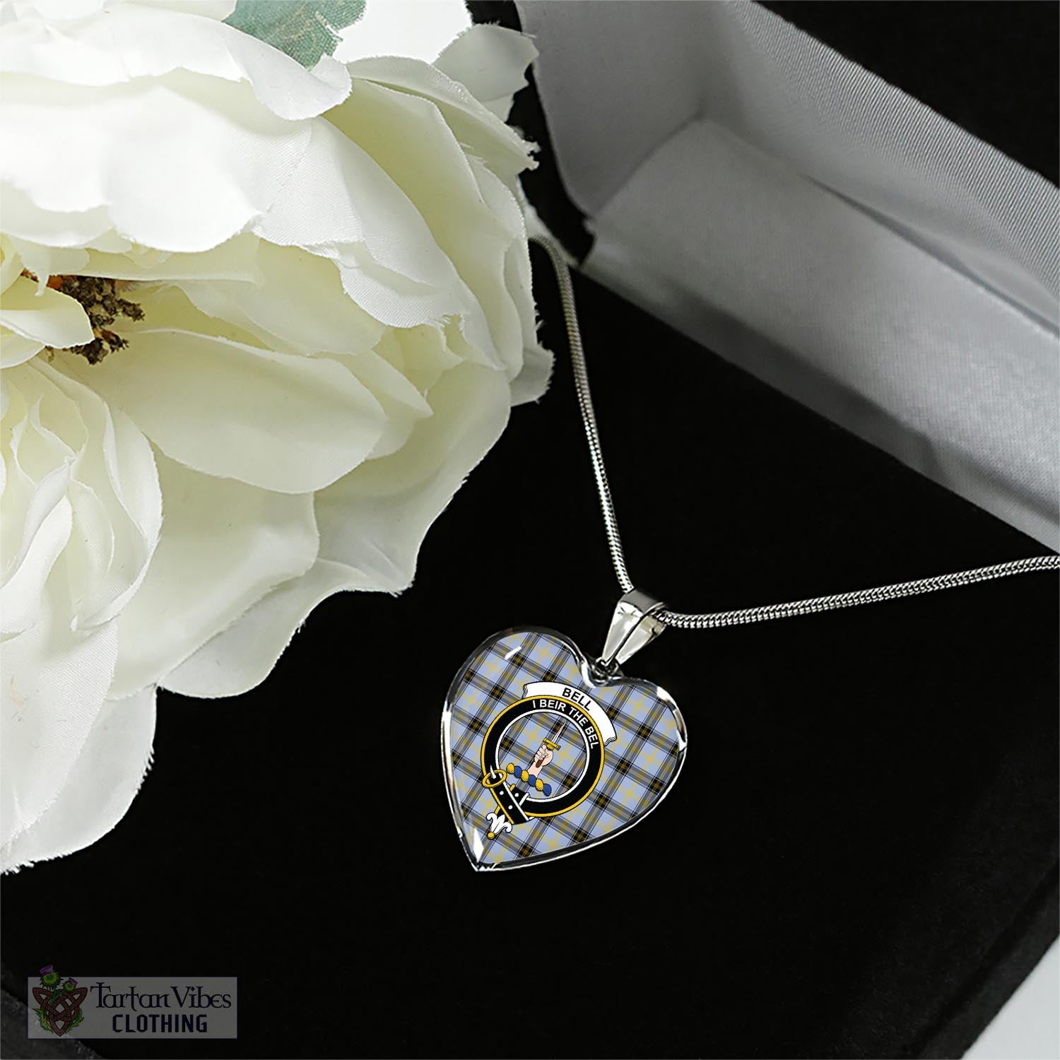 Tartan Vibes Clothing Bell Tartan Heart Necklace with Family Crest