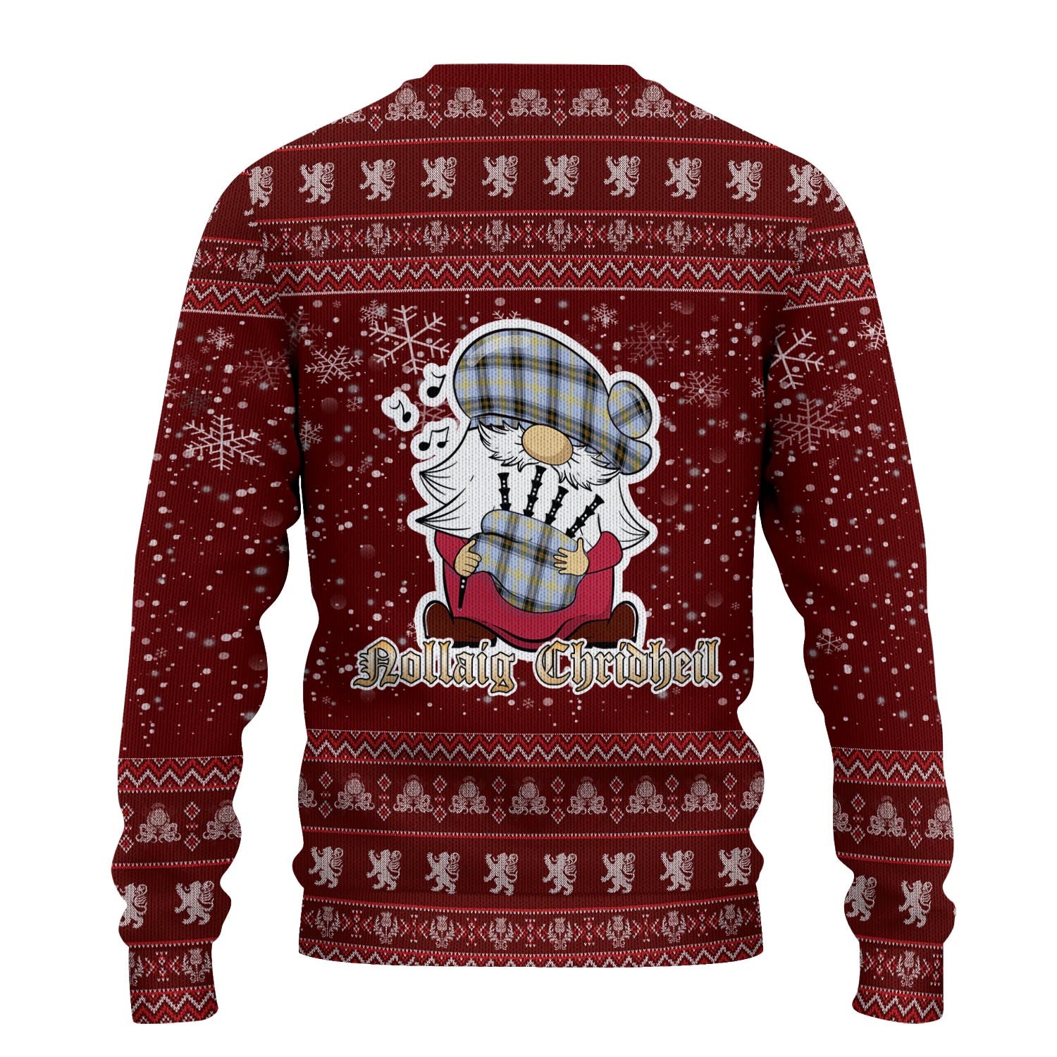 Bell Clan Christmas Family Knitted Sweater with Funny Gnome Playing Bagpipes - Tartanvibesclothing