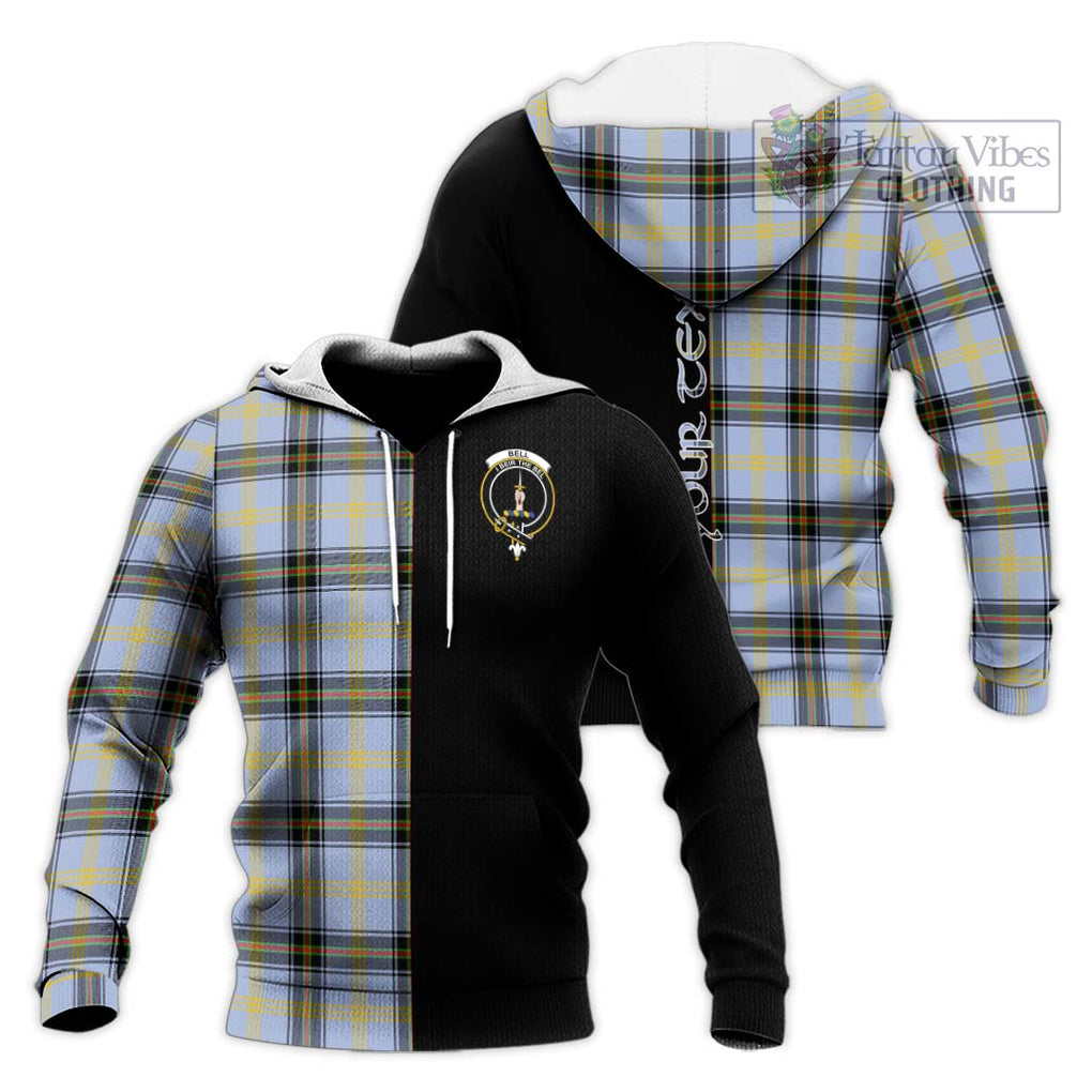 Bell of the Borders Tartan Knitted Hoodie with Family Crest and Half Of Me Style Unisex Knitted Pullover Hoodie - Tartanvibesclothing Shop