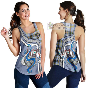 Bell of the Borders Tartan Women's Racerback Tanks with Epic Bagpipe Style