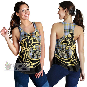 Bell of the Borders Tartan Women's Racerback Tanks with Family Crest Celtic Wolf Style