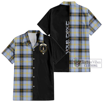 Bell of the Borders Tartan Short Sleeve Button Shirt with Family Crest and Half Of Me Style