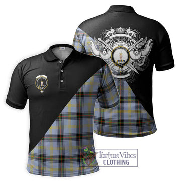 Bell of the Borders Tartan Polo Shirt with Family Crest and Military Logo Style