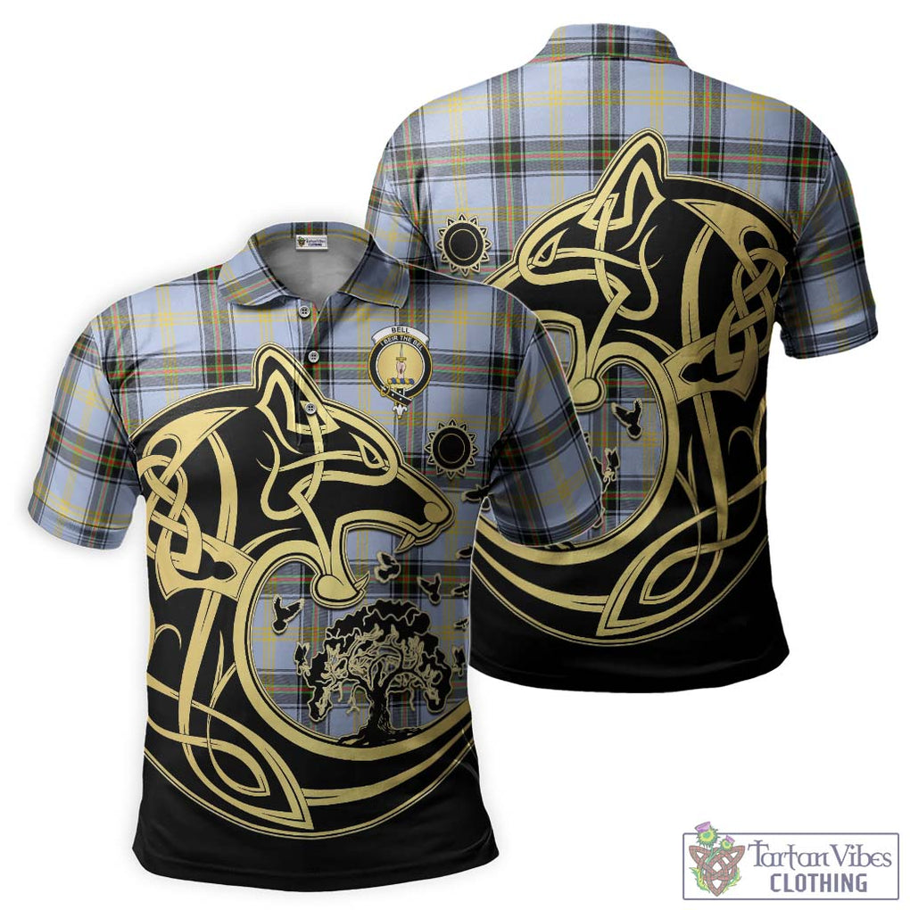 Bell of the Borders Tartan Polo Shirt with Family Crest Celtic Wolf Style Kid - Tartanvibesclothing Shop