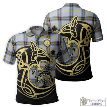 Bell of the Borders Tartan Polo Shirt with Family Crest Celtic Wolf Style