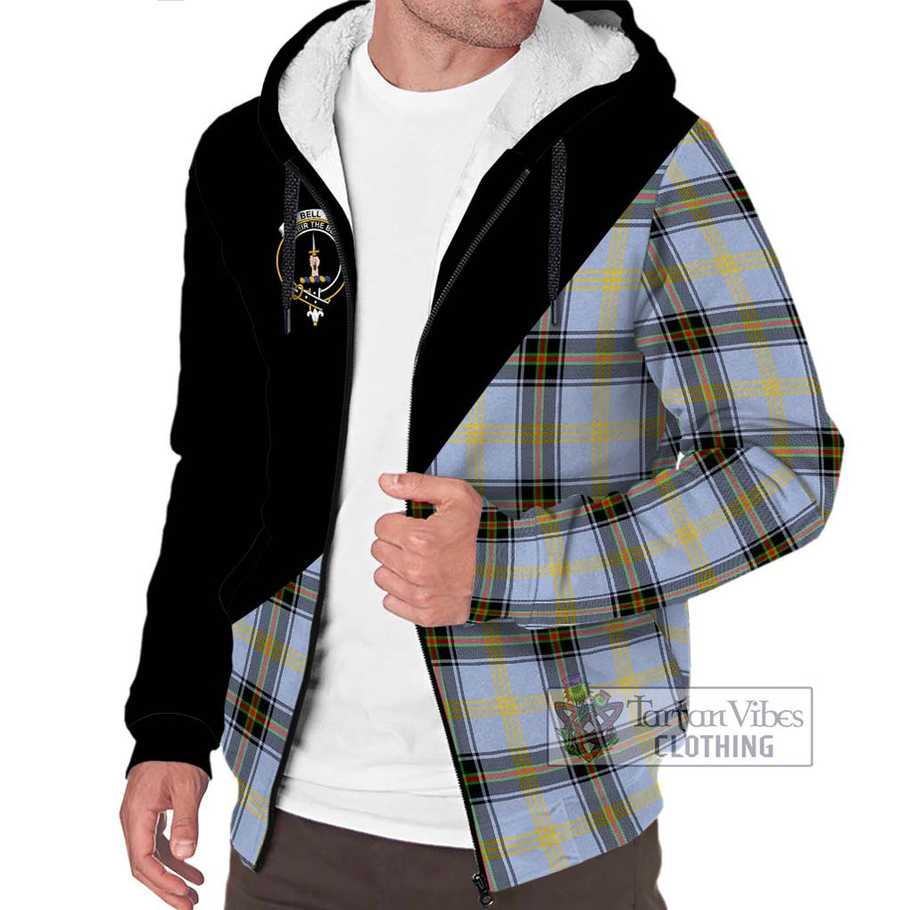 Bell of the Borders Tartan Sherpa Hoodie with Family Crest and Military Logo Style Unisex S - Tartanvibesclothing Shop