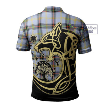 Bell of the Borders Tartan Polo Shirt with Family Crest Celtic Wolf Style