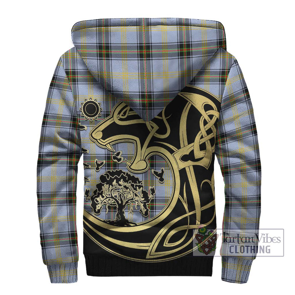 Bell of the Borders Tartan Sherpa Hoodie with Family Crest Celtic Wolf Style - Tartan Vibes Clothing