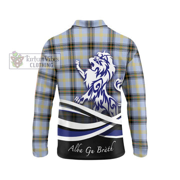 Bell of the Borders Tartan Long Sleeve Polo Shirt with Alba Gu Brath Regal Lion Emblem