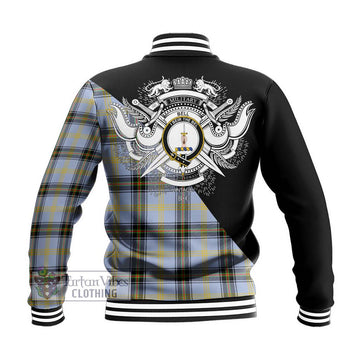 Bell of the Borders Tartan Baseball Jacket with Family Crest and Military Logo Style