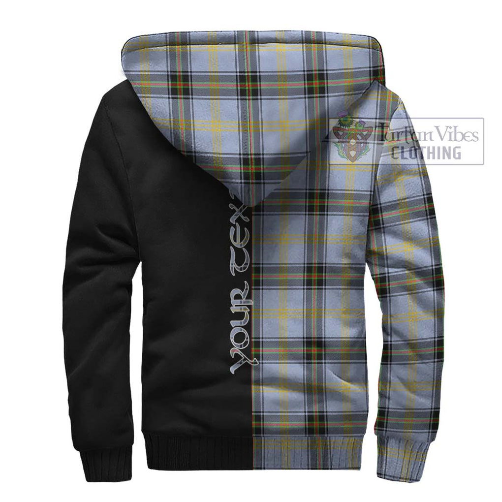 Bell of the Borders Tartan Sherpa Hoodie with Family Crest and Half Of Me Style - Tartanvibesclothing Shop