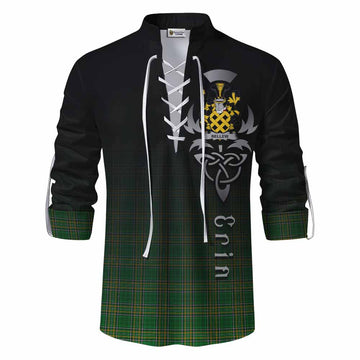 Bellew Irish Clan Ghillie Kilt Shirt with Coat of Arms Erin Go Bragh Celtic Inspired Men - Tartan Vibes Clothing
