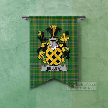 Bellew Irish Clan Tartan Gonfalon, Tartan Banner with Coat of Arms Fishtail - Tartan Vibes Clothing