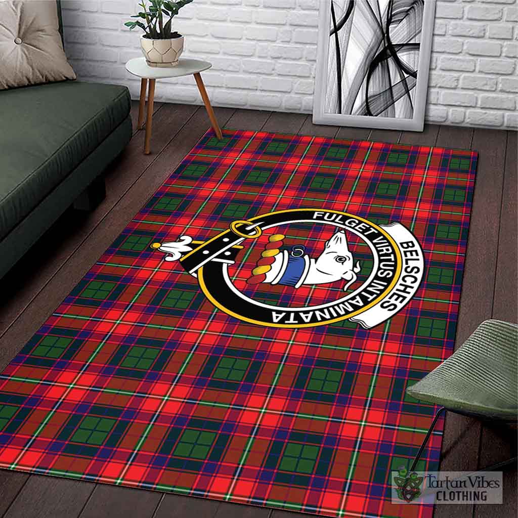 Tartan Vibes Clothing Belsches Tartan Area Rug with Family Crest