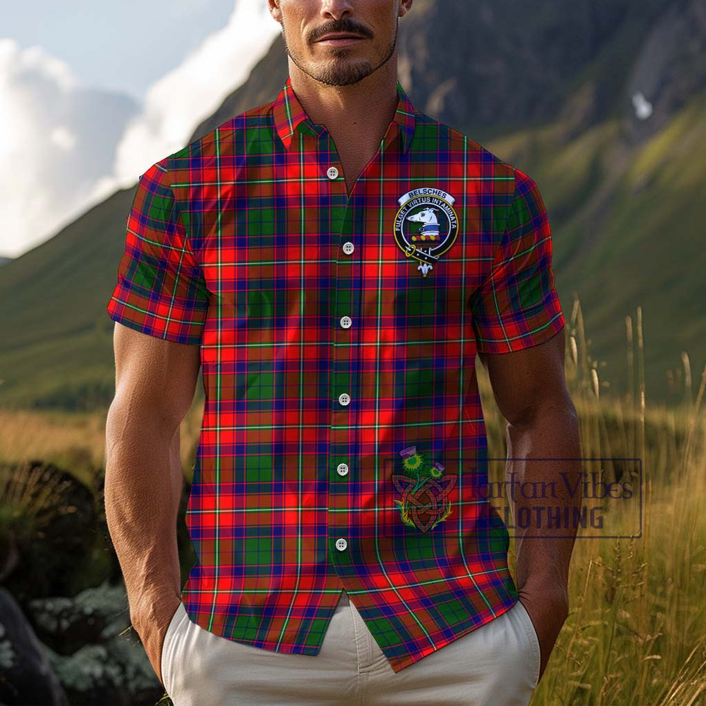 Belsches Tartan Cotton Hawaiian Shirt with Family Crest Adult - Tartan Vibes Clothing