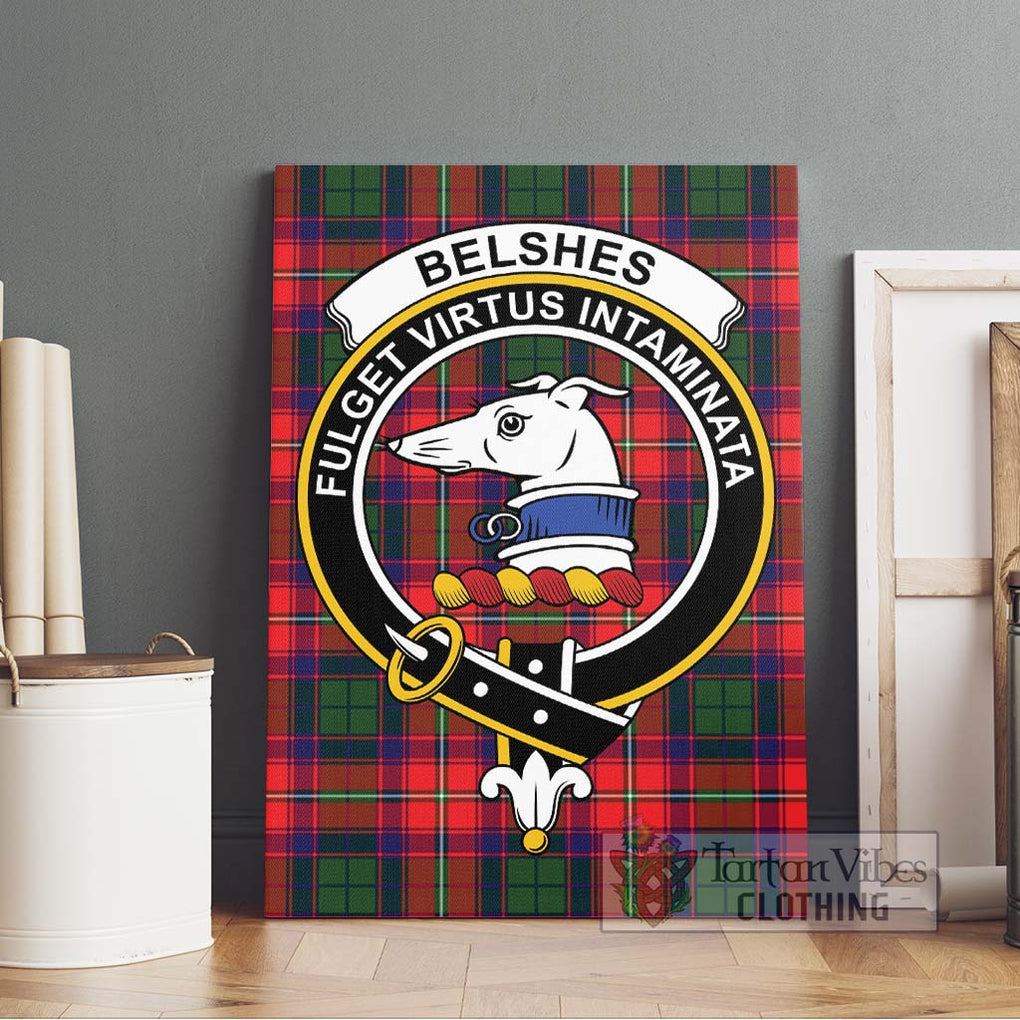 Belshes Tartan Canvas Print Wall Art with Family Crest Without Frame - Tartan Vibes Clothing