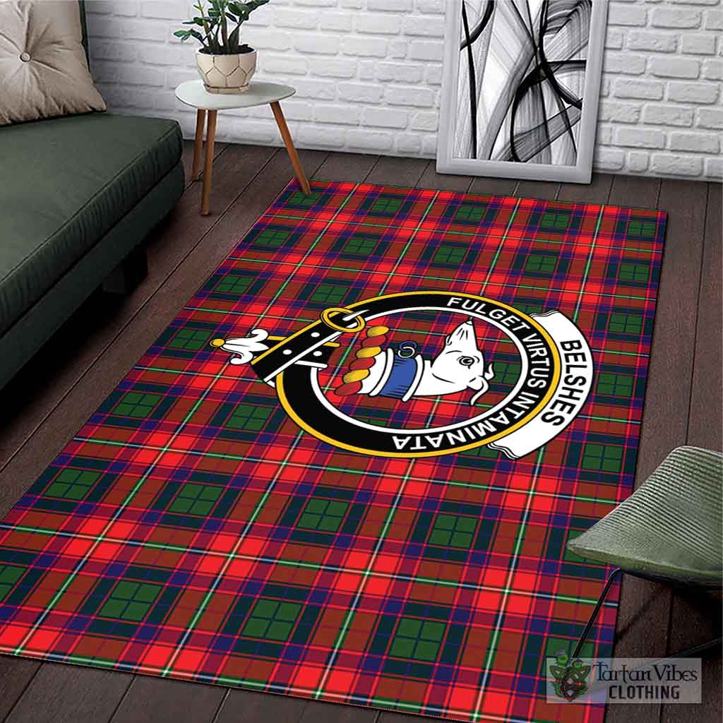 Tartan Vibes Clothing Belshes Tartan Area Rug with Family Crest