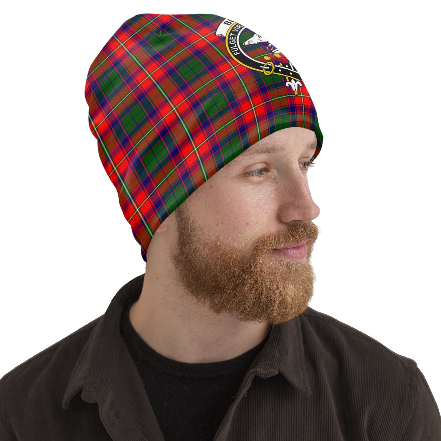 Belshes Tartan Beanies Hat with Family Crest One Size 22 inches 15.5 inches - Tartanvibesclothing