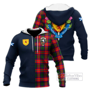 Belshes Tartan Knitted Hoodie Alba with Scottish Lion Royal Arm Half Style Unisex Knitted Pullover Hoodie - Tartan Vibes Clothing
