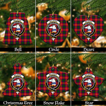 Belshes Tartan Christmas Ceramic Ornaments with Family Crest