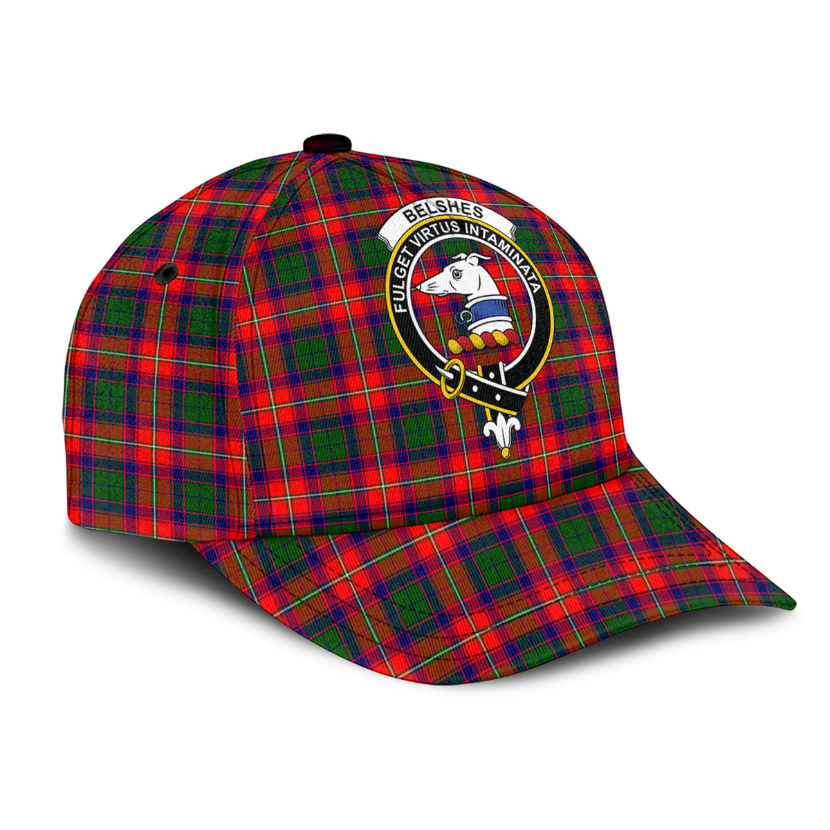 Belshes Tartan Classic Baseball Cap with Family Crest - Tartan Vibes Clothing