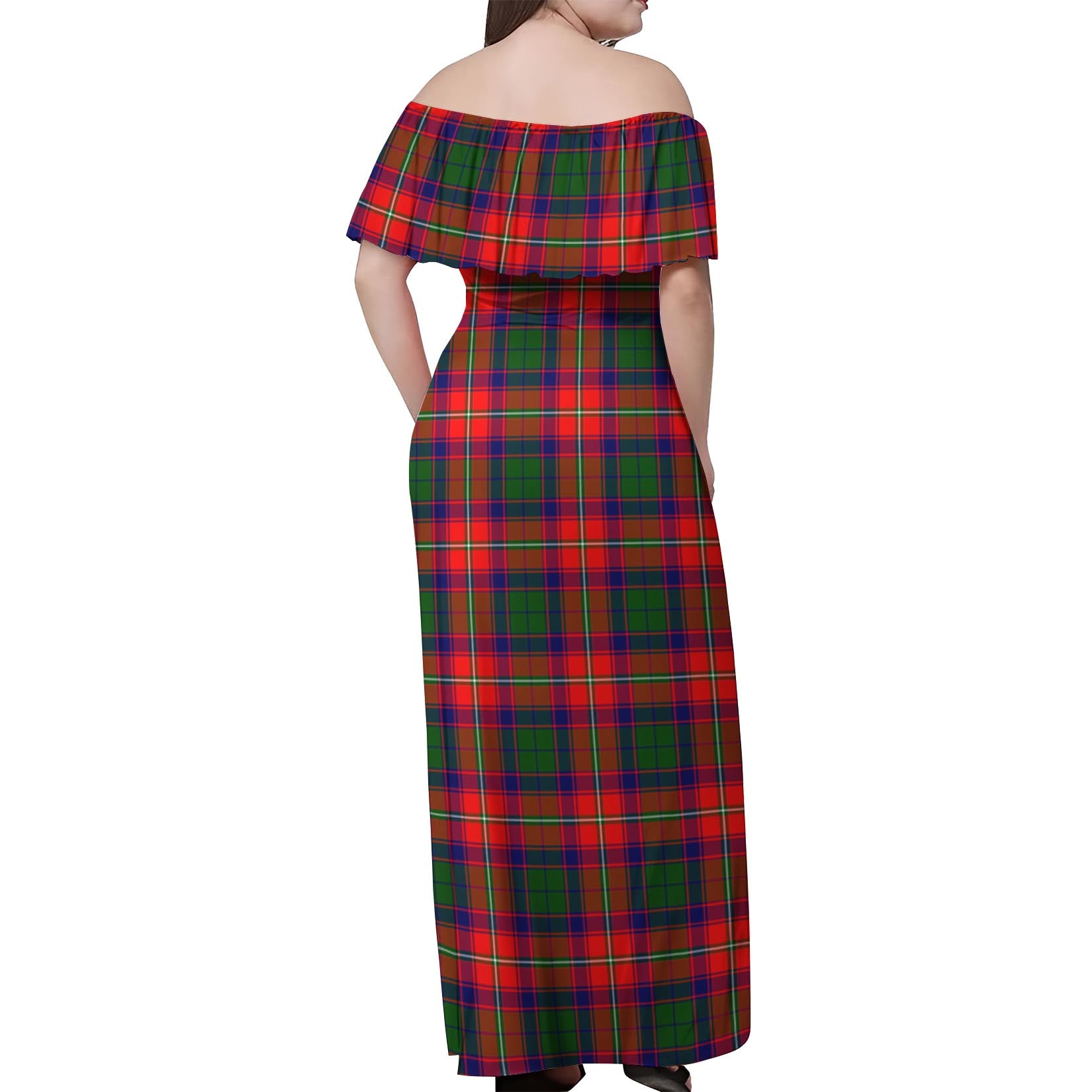 Belshes Tartan Off Shoulder Long Dress - Tartanvibesclothing