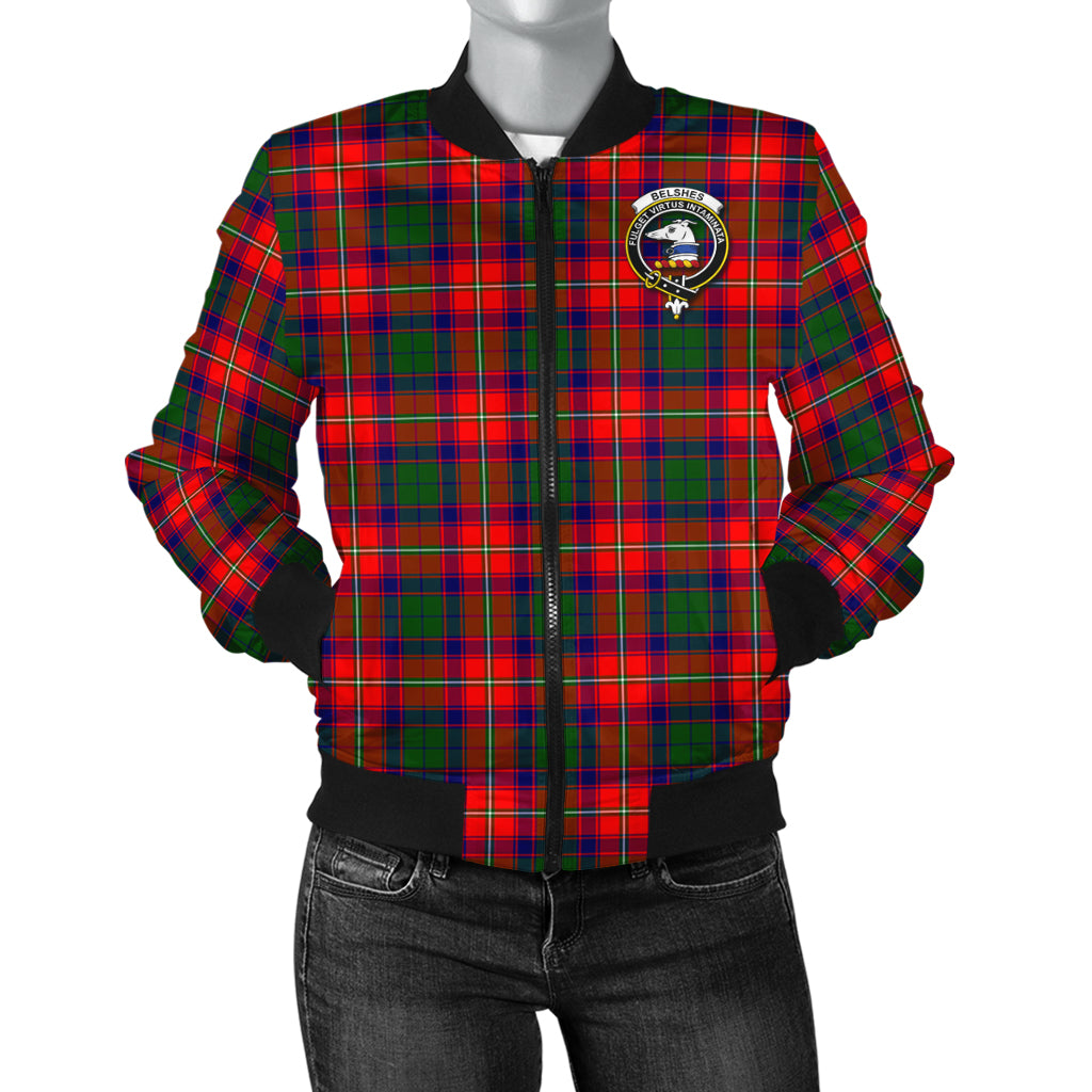 Belshes Tartan Bomber Jacket with Family Crest - Tartanvibesclothing