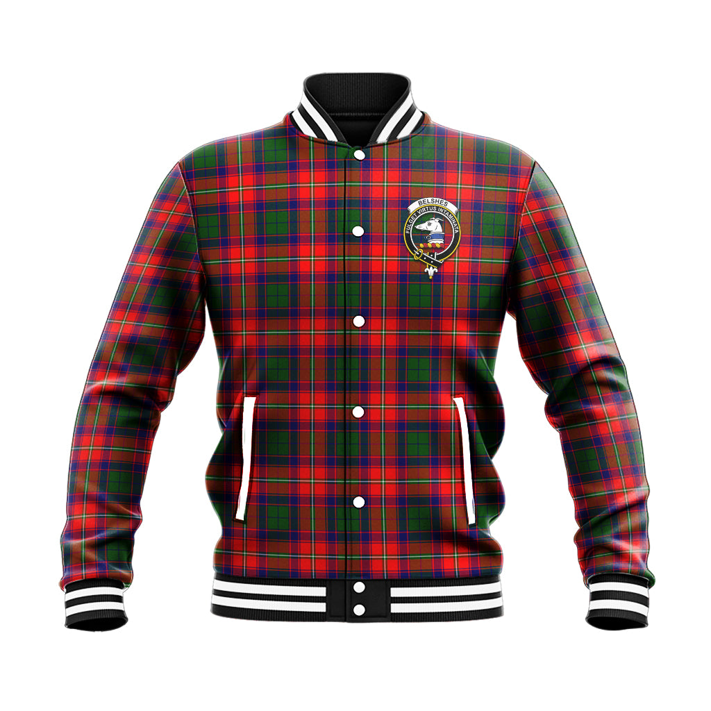 Belshes Tartan Baseball Jacket with Family Crest - Tartanvibesclothing