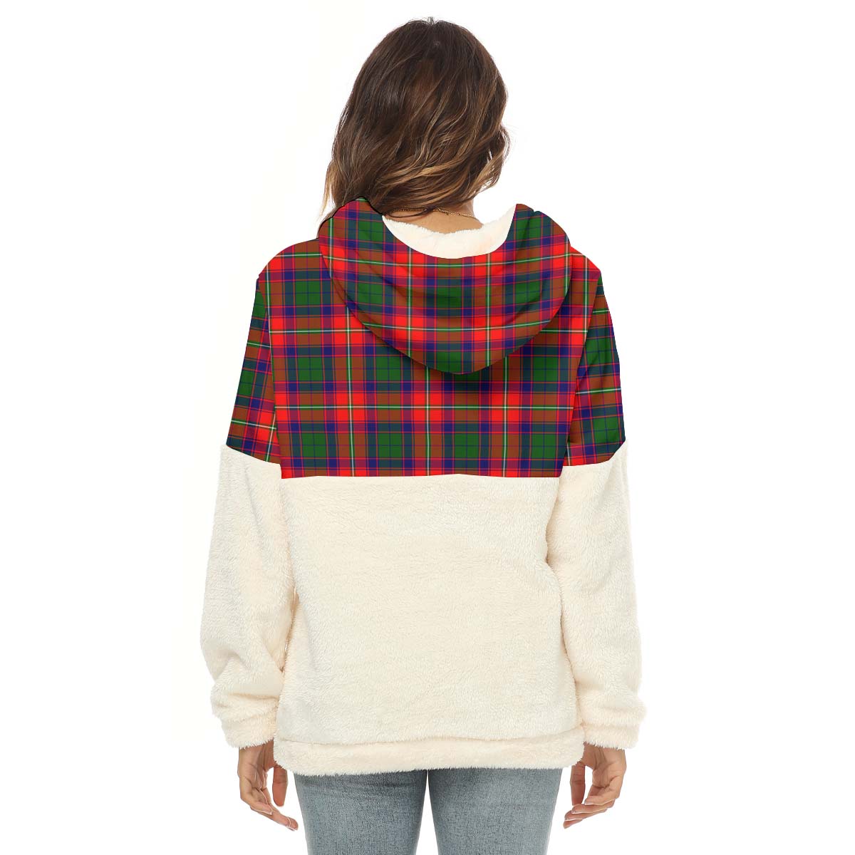 Belshes Tartan Women's Borg Fleece Hoodie With Half Zip with Family Crest - Tartanvibesclothing