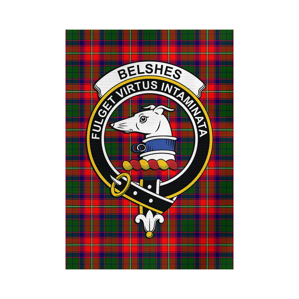 Belshes Tartan Garden Flag with Family Crest - Tartan Vibes Clothing
