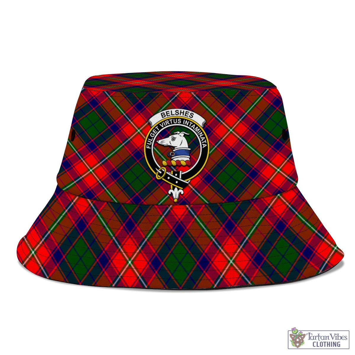 Tartan Vibes Clothing Belshes Tartan Bucket Hat with Family Crest