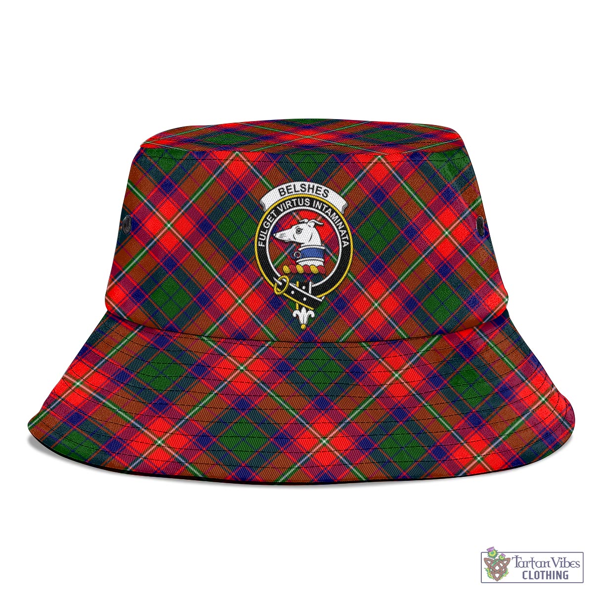 Tartan Vibes Clothing Belshes Tartan Bucket Hat with Family Crest