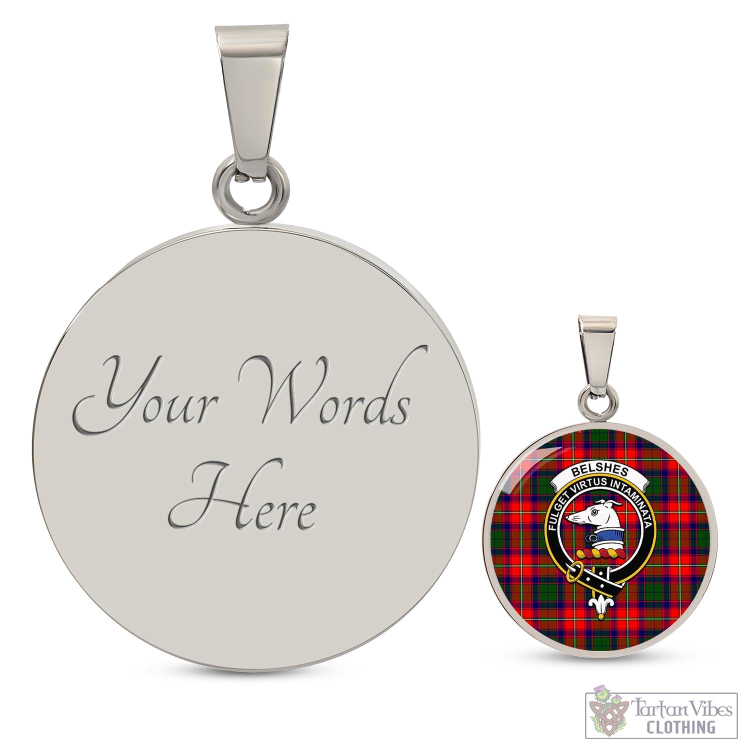 Tartan Vibes Clothing Belshes Tartan Circle Necklace with Family Crest