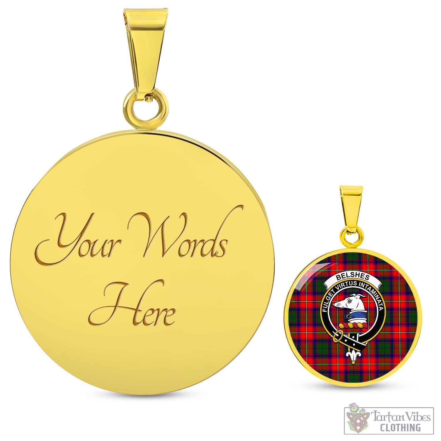 Tartan Vibes Clothing Belshes Tartan Circle Necklace with Family Crest