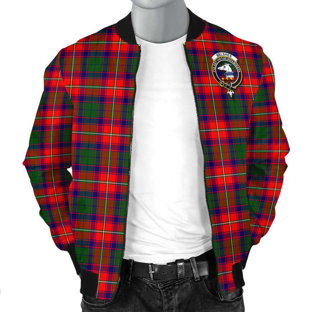 Belshes Tartan Bomber Jacket with Family Crest - Tartanvibesclothing