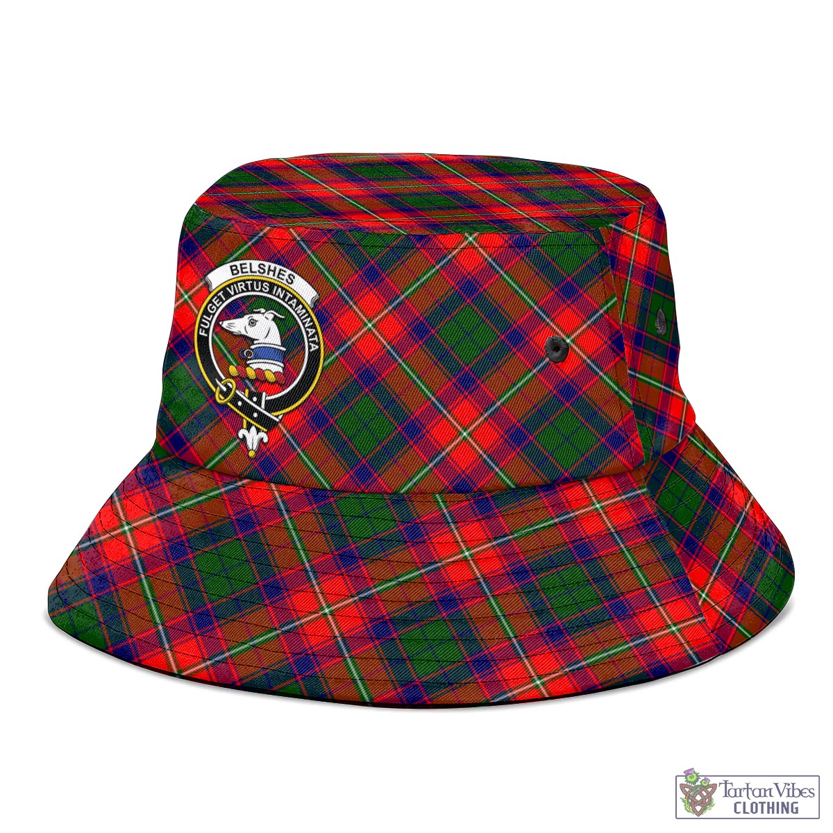 Tartan Vibes Clothing Belshes Tartan Bucket Hat with Family Crest