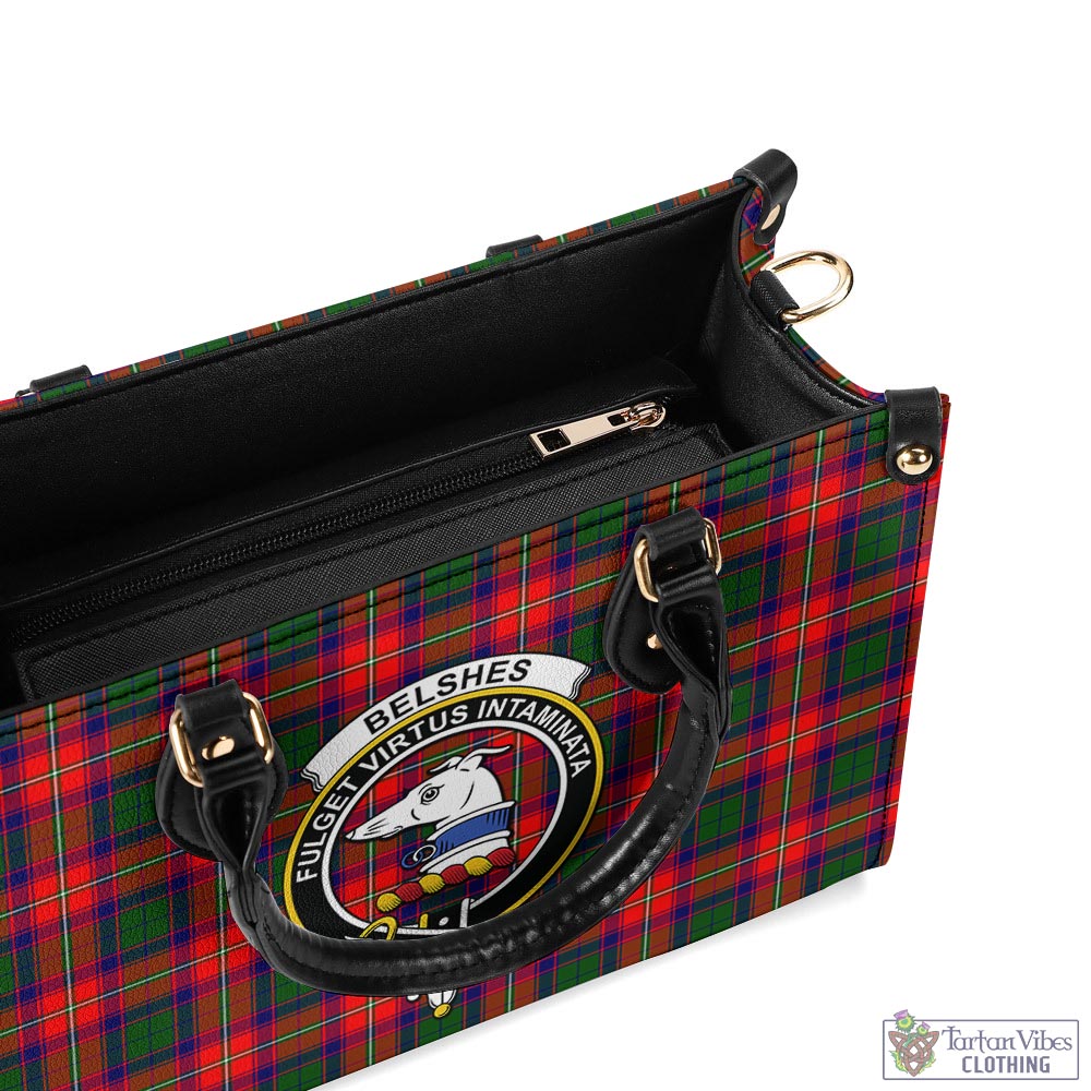 Belshes Tartan Luxury Leather Handbags with Family Crest - Tartan Vibes Clothing