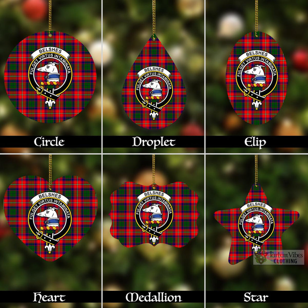 Tartan Vibes Clothing Belshes (Belsches) Tartan Christmas Aluminium Ornament with Family Crest