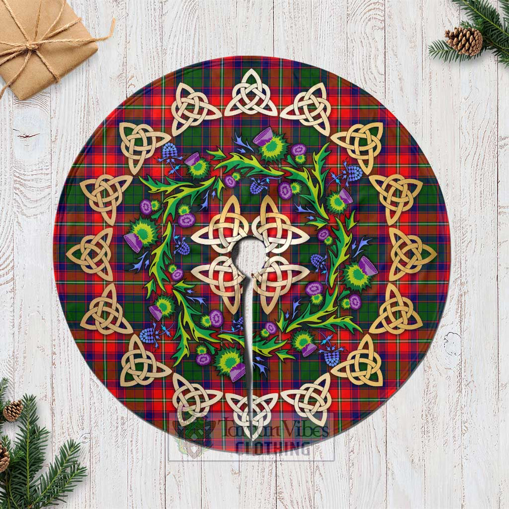 Belshes (Belsches) Tartan Christmas Tree Skirt with Thistle Celtic Knot Style Casual Tree Skirts - Tartan Vibes Clothing