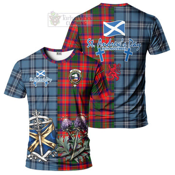 Belshes (Belsches) Tartan T-Shirt Happy St. Andrew's Day Half Tartan Style