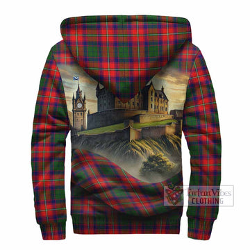 Belshes (Belsches) Tartan Family Crest Sherpa Hoodie with Scottish Ancient Castle Style - Tartan Vibes Clothing