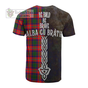 Belshes (Belsches) Tartan Family Crest Cotton T-shirt Alba Gu Brath Be Brave Lion Ancient Style - Tartan Vibes Clothing