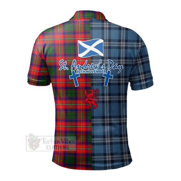 Belshes (Belsches) Tartan Polo Shirt Happy St. Andrew's Day Half Tartan Style - Tartan Vibes Clothing